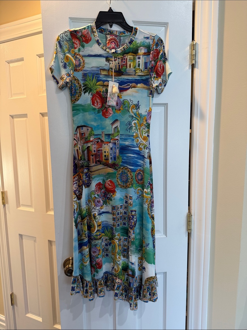 Johnny Was The Janie Favorite Asymmetric Hem Short Sleeve Dress - Picture 4 of 11